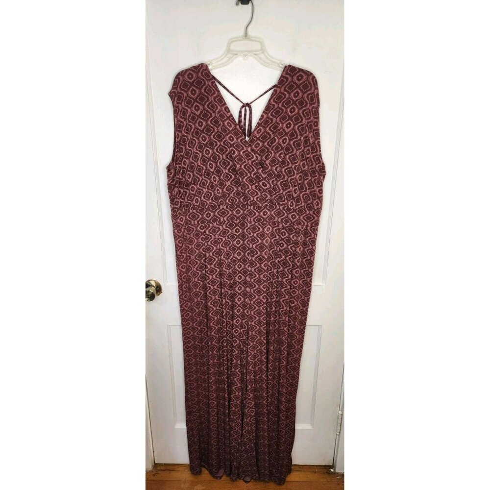 Torrid Jumpsuit Women 4 4X Surplice Knit Tie Back Stretch Sleeveless Wine